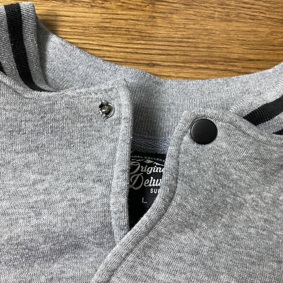 Original Deluxe Letterman Varsity Jacket Unisex L Rose Patch Cali Faux Leather - Picture 9 of 14